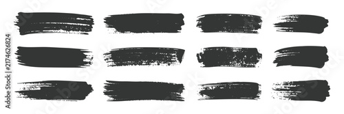 Vector Collection of Black Grunge Brush Strokes