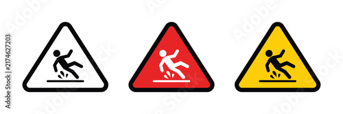 Vector Caution Slippery Surface Symbol Collection. Warning Sign Vector