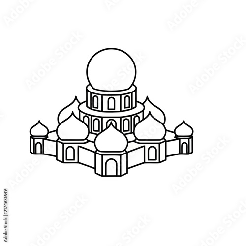 Outline of a Mosque with Domes