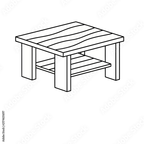 Simple wooden table with shelf
