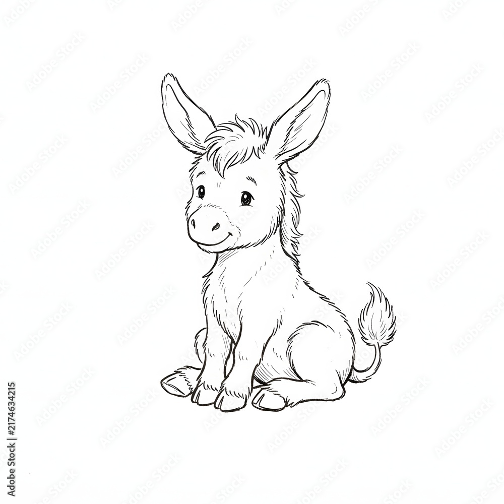 Obraz premium Hand-drawn cartoon baby llama sitting cute isolated white background illustration