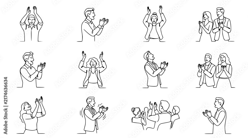 Fototapeta premium People clapping hands, applause, celebration, audience, success, celebration icons