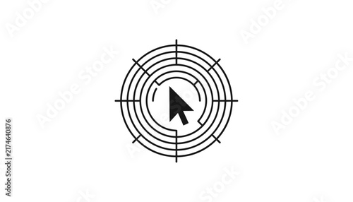 Target cursor icon showing a black arrow in the center of concentric radar circles for aiming and precise tracking.