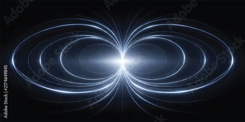 Futuristic Infinity Light Wave Background with Magnetic Field Lines and Glowing Energy Core