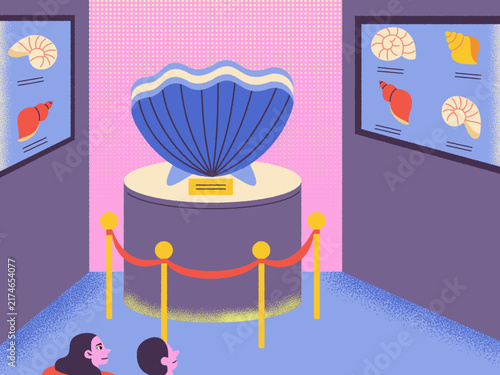 Museum of Shells and Ancient Marine Life Illustration Vector