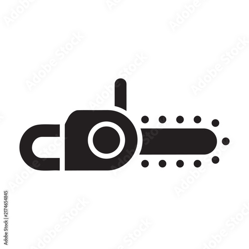Chainsaw power tool vector icon isolated on white background