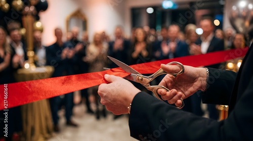 The ceremonial ribbon is being cut