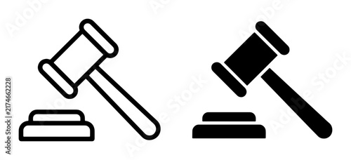 Foto Gavel Icons, Auction Hammer Symbol, Justice Symbol, Legal Decision Symbol, Court