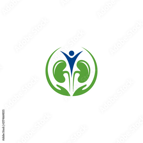 Circular Kidney Care with Human Silhouette and Caring Hands Logo