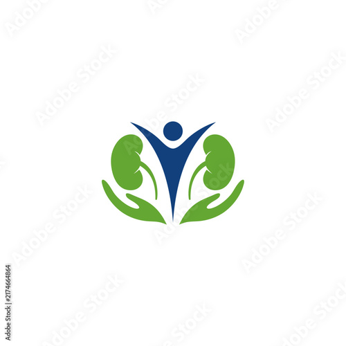 Kidney Health Care with Healthy Human Silhouette Logo