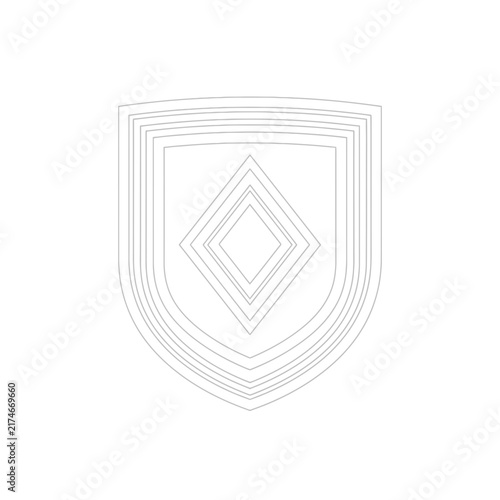 Elegant layered shield design with geometric diamond centerpiece for corporate branding with minimalist line art style ideal professional branding identity projects
