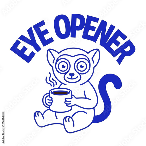 Vintage coffee shop logo featuring cute animal mascot holding steaming cup.