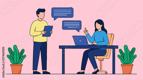 Business colleagues communicating and collaborating in a modern office setting