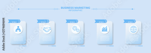 Blue Business Infographic Template with Five Vertical Elements