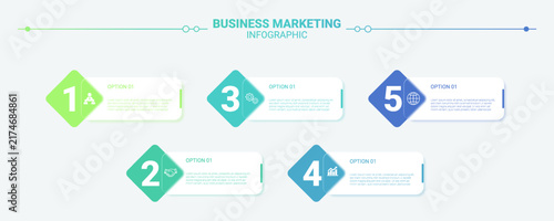 Business Marketing Infographic Template with Five Numbered Steps
