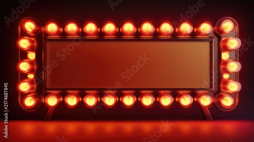 A large sign with a blank space in the middle. The sign is lit up with bright red lights