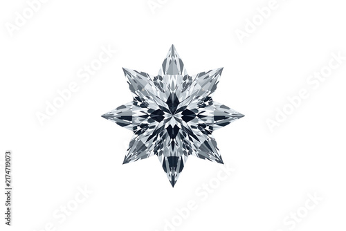 Faceted silver blue decorative snowflake crystal