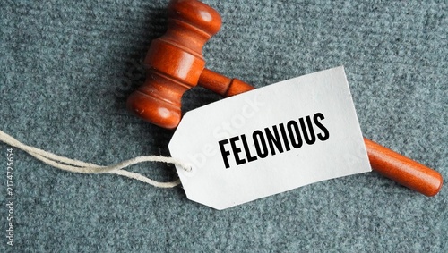 Fotografie Hammer the judge and tag the paper with the word Felonious