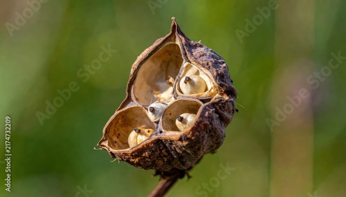 Macro close-up of a dried natural seed pod.