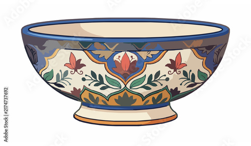 Premium Colorful Ornamental Ceramic Serving Bowl Vector Illustration