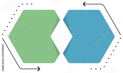 Infographic template with two opposing hexagonal shapes