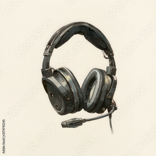 Modern aviation headset with microphone for pilots and air traffic controllers