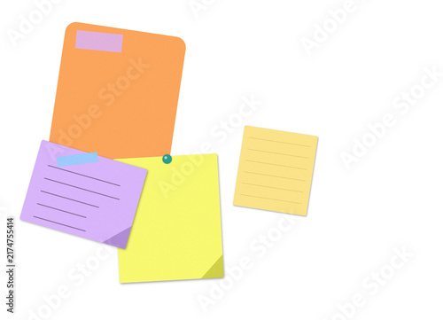 Flat filled sticky notes and folder set for organization and planning