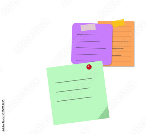 Flat filled sticky notes and folder set for office organization