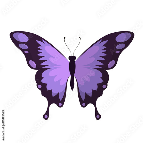 Purple Butterfly Flat Vector Clipart for Elegant Nature Design