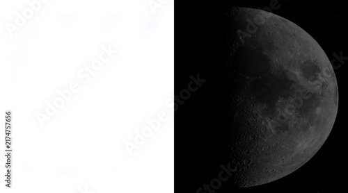 Cuadro en lienzo Realistic half moon in night sky, detailed lunar surface with craters, celestial