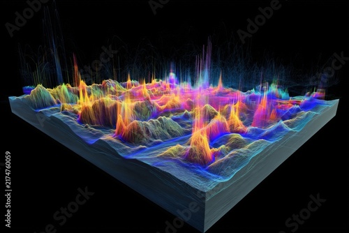 3D sound wave landscape colorful terrain data visualization