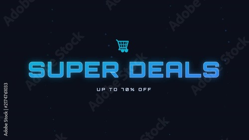 Super Deals Glowing Cyan Text with White Circle Pulse for Promotions