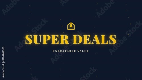 Super Deals text with glowing yellow typography for retail marketing