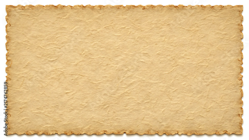 Vintage textured paper background with scalloped edges isolated on white background