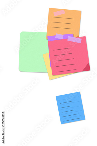 Flat filled sticky notes collection with tabs for planning and organizing