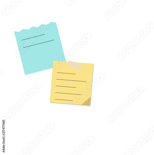 Flat filled sticky notes illustration for office and presentation use
