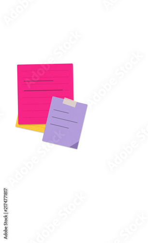 Flat filled sticky notes illustration for office and productivity designs