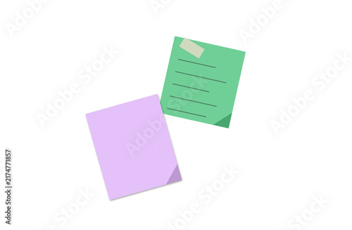 Flat filled sticky notes illustration for office and reminder design