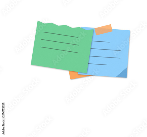 Flat filled sticky notes illustration for office communication design