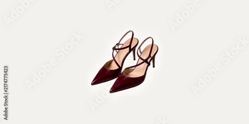 Pair of elegant burgundy high heel women sandals with pointed toe and thin straps high heels women shoes strap shoes fashion footwear heeled