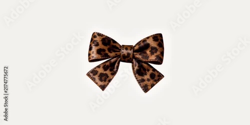 Decorative leopard print fabric hair bow isolated on a white background animal print hair accessory fashion accessory hair ribbon patterned bow