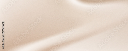 Abstract beige grainy gradient wave background. Soft beige silk fold texture backdrop with grainy noise effect vector illustration design.