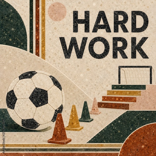 sports football motivation hard work terrazzo training course poster