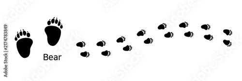 3.Bear. These are bear tracks. A bear footprint silhouette that allows you to compare the size and toe shape of the front and hind feet while walking.