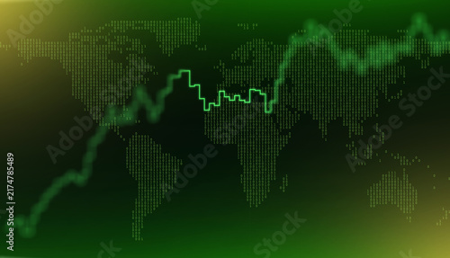 Принти на полотні Detailed financial stock market candlestick chart with volume bars and moving av