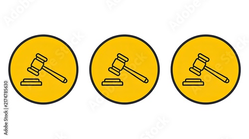 Judge gavel law justice icon collection isolated on white background
