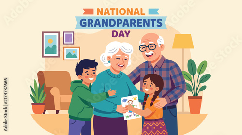 Grandparents Day Celebration with Grandchildren Showing Love and Care