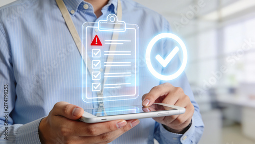 Verified Checklist with Warning Alert, Document Inspection and Quality Control on Digital Tablet