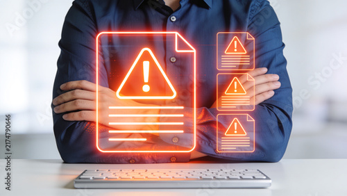 Digital Document Warning and Risk Alert System, Important Notice and Attention Notification Concept