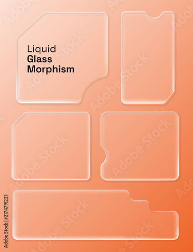 Glassmorphism Liquid Glass Vector Card Shapes Set Template for UI UX Layouts